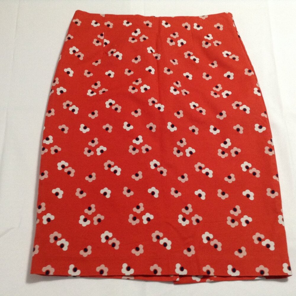 Boden A-Line Skirt Red Floral Cream Poppy Size 8 (Est)